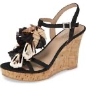 NEW Charles David Seashell Tassel Wedge Sandals 8.5